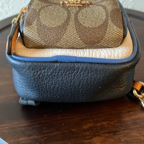 Coach: Mini Court Backpack Bag Charm/Keychain- Signature Canvas- Gold tone - Picture 9 of 16